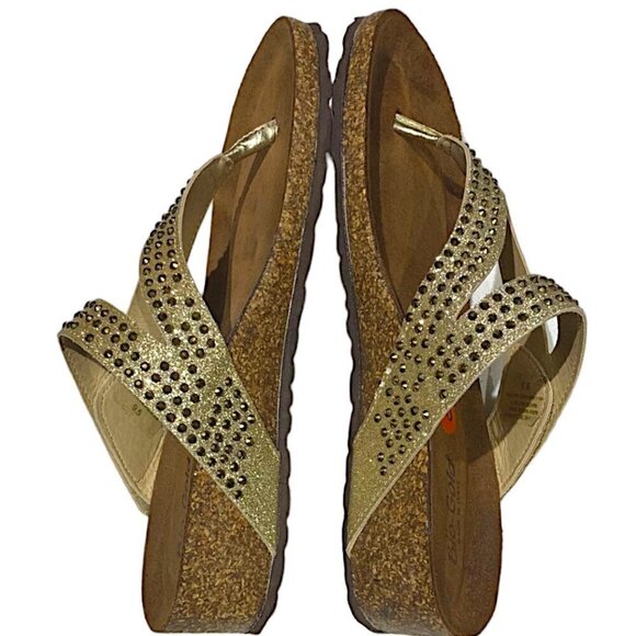 Bio-Gold with gold glitter stones wedge sandals Size 9.5 - Picture 9 of 10